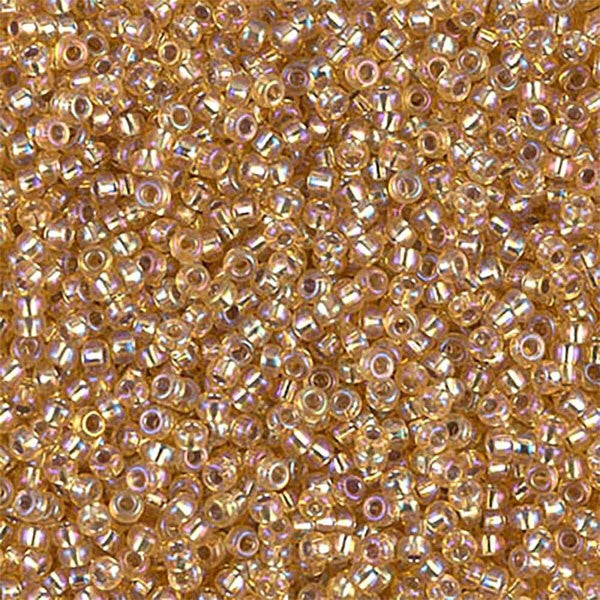 11/0 Miyuki Rocailles Perlen, Rund (ca. 2 mm), Farbe: Gold, Silver Lined AB, Röhrchen mit ca. 23,5 Gramm