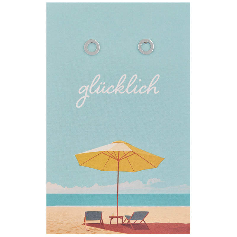 Meermarie Edelstahl Ohrstecker Ring auf Karte "glücklich"