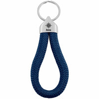 Personalisierbare Endkappe "Kompassrose" + Text für Segeltau Schlüsselanhänger, versilbert (10 mm Segeltau)
