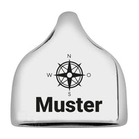 Personalisierbare Endkappe "Kompassrose" + Text für Segeltau Schlüsselanhänger, versilbert (10 mm Segeltau)