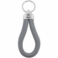 Personalisierbare Endkappe "Fußball" + Text für Segeltau Schlüsselanhänger, versilbert (10 mm Segeltau)