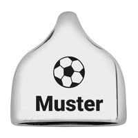 Personalisierbare Endkappe "Fußball" + Text für Segeltau Schlüsselanhänger, versilbert (10 mm Segeltau)