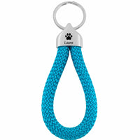 Personalisierbare Endkappe "Pfote" + Text für Segeltau Schlüsselanhänger, versilbert (10 mm Segeltau)