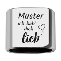 Personalisierbares Zwischenstück "Ich habe dich lieb'" + Text für Segeltau Schlüsselanhänger, versilbert (10 mm Segeltau)