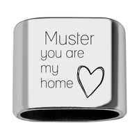 Personalisierbares Zwischenstück "You are my home"  + Text für Segeltau Schlüsselanhänger, versilbert (10 mm Segeltau)
