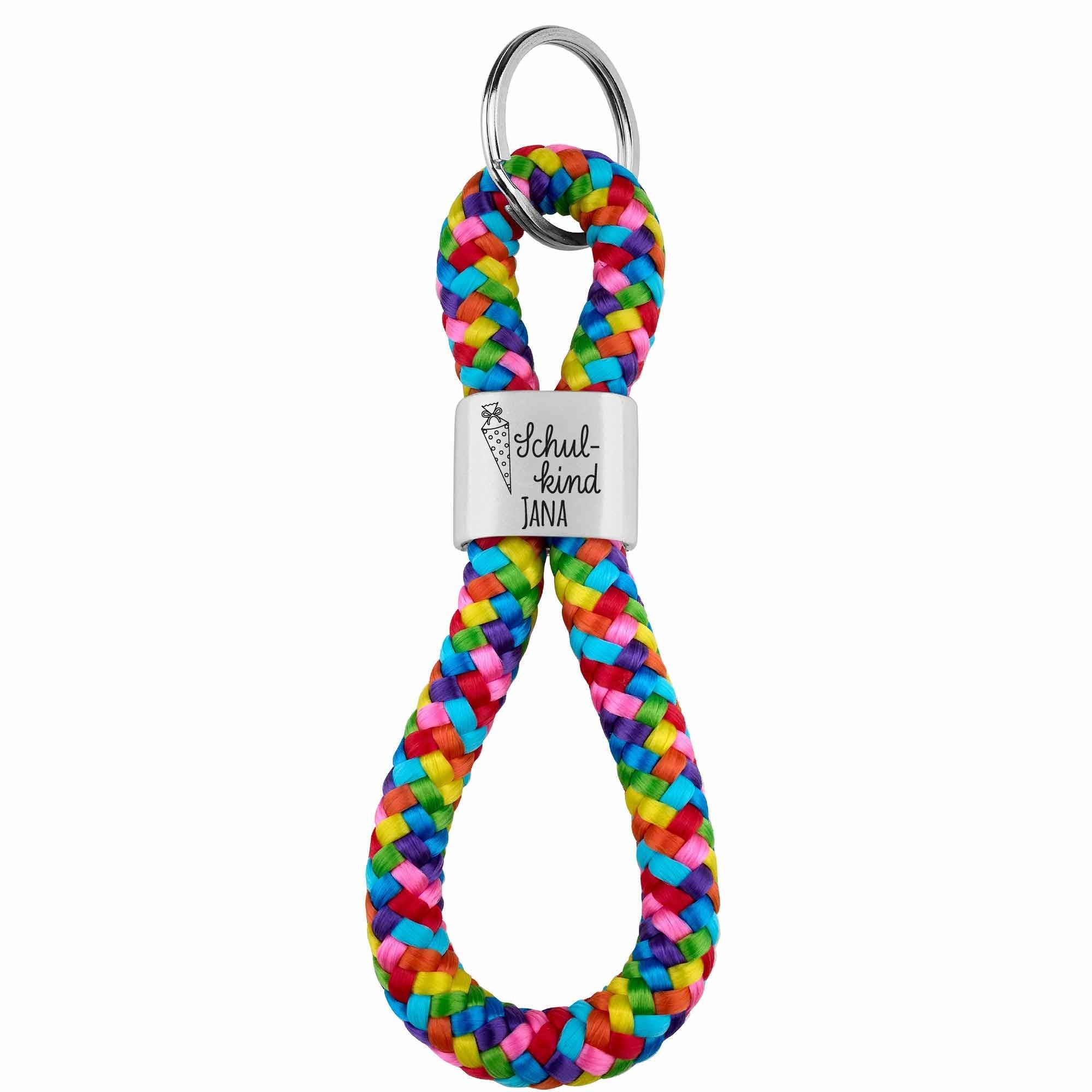 Personalisierbares Zwischenstück "Schulkind" + Text für Segeltau Schlüsselanhänger, versilbert (10 mm Segeltau)