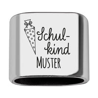 Personalisierbares Zwischenstück "Schulkind" + Text für Segeltau Schlüsselanhänger, versilbert (10 mm Segeltau)