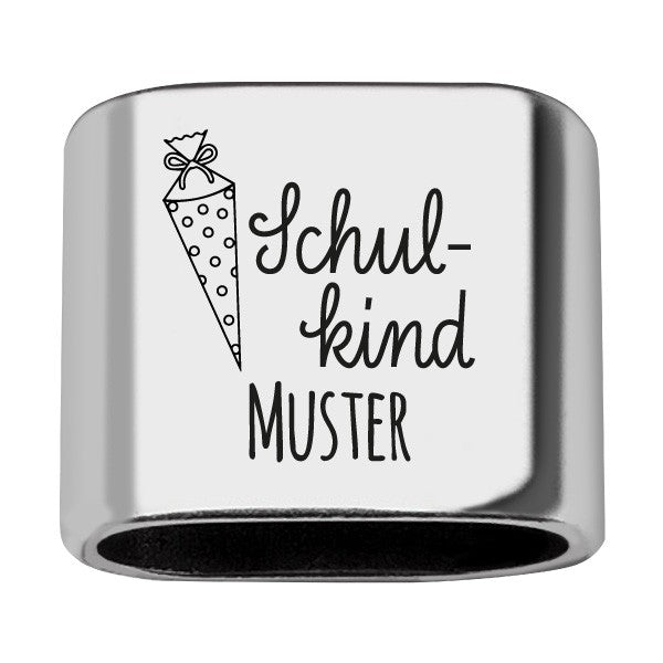 Personalisierbares Zwischenstück "Schulkind" + Text für Segeltau Schlüsselanhänger, versilbert (10 mm Segeltau)