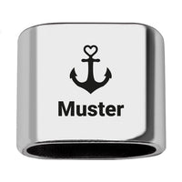 Personalisierbares Zwischenstück "Anker" + Text für Segeltau Schlüsselanhänger, versilbert (10 mm Segeltau)