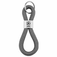 Personalisierbares Zwischenstück "Fußball" + Text für Segeltau Schlüsselanhänger, versilbert (10 mm Segeltau)