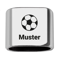 Personalisierbares Zwischenstück "Fußball" + Text für Segeltau Schlüsselanhänger, versilbert (10 mm Segeltau)