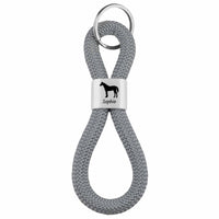 Personalisierbares Zwischenstück "Pferd" + Text für Segeltau Schlüsselanhänger, versilbert (10 mm Segeltau)