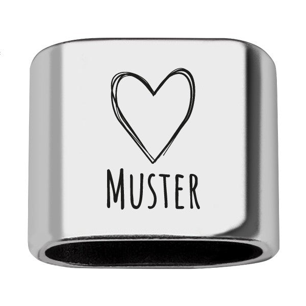 Personalisierbares Zwischenstück "Herz" + Text für Segeltau Schlüsselanhänger, versilbert (10 mm Segeltau)