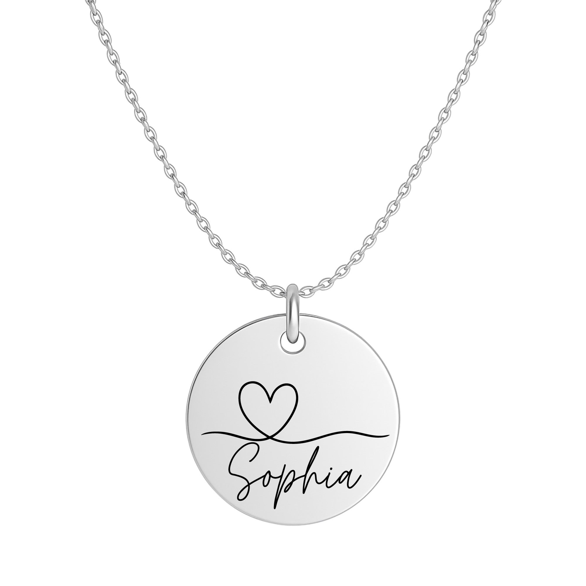 Personalisierte Halskette aus Edelstahl | Herz & Name Gravur | Geschenk für Freundin | Liebe | Initialen | Silber | Kette mit Anhänger