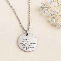 Personalisierte Halskette aus Edelstahl | Herz & Name Gravur | Geschenk für Freundin | Liebe | Initialen | Silber | Kette mit Anhänger