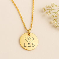 Personalisierte Halskette zwei Herzen | 18K vergoldet | Gravur Initialen | Datum | Liebe | Hochzeit | Geschenk personalisiert | Edelstahl