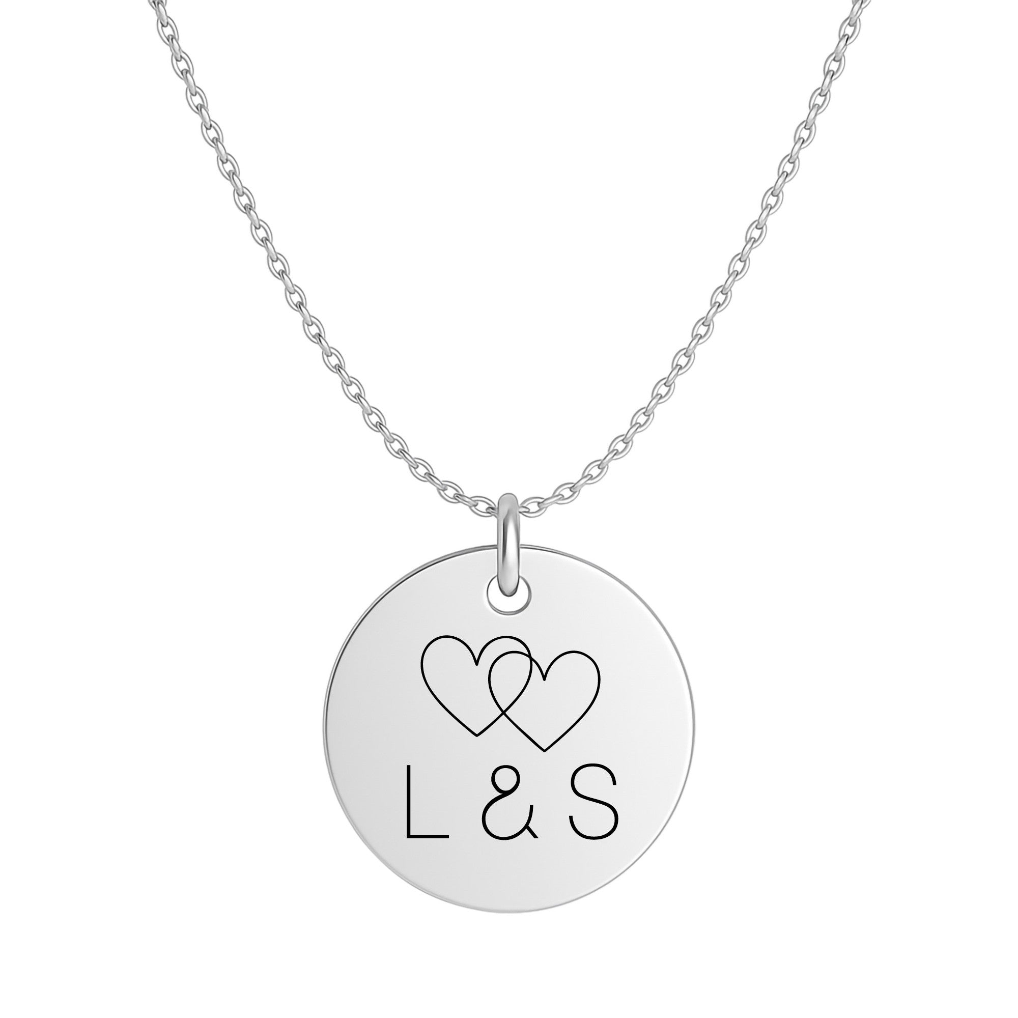 Personalisierte Halskette mit Gravur – Zwei Herzen & Wunschtext | Edelstahl | Geschenk Liebe | Initialen | Jahrestag | Hochzeit