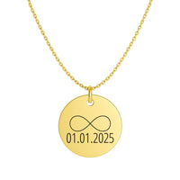 Vergoldete Infinity Halskette Gravur | Edelstahl | Personalisiert | Wunschtext | Datum | Geschenk Liebe | Freundschaft | Jahrestag