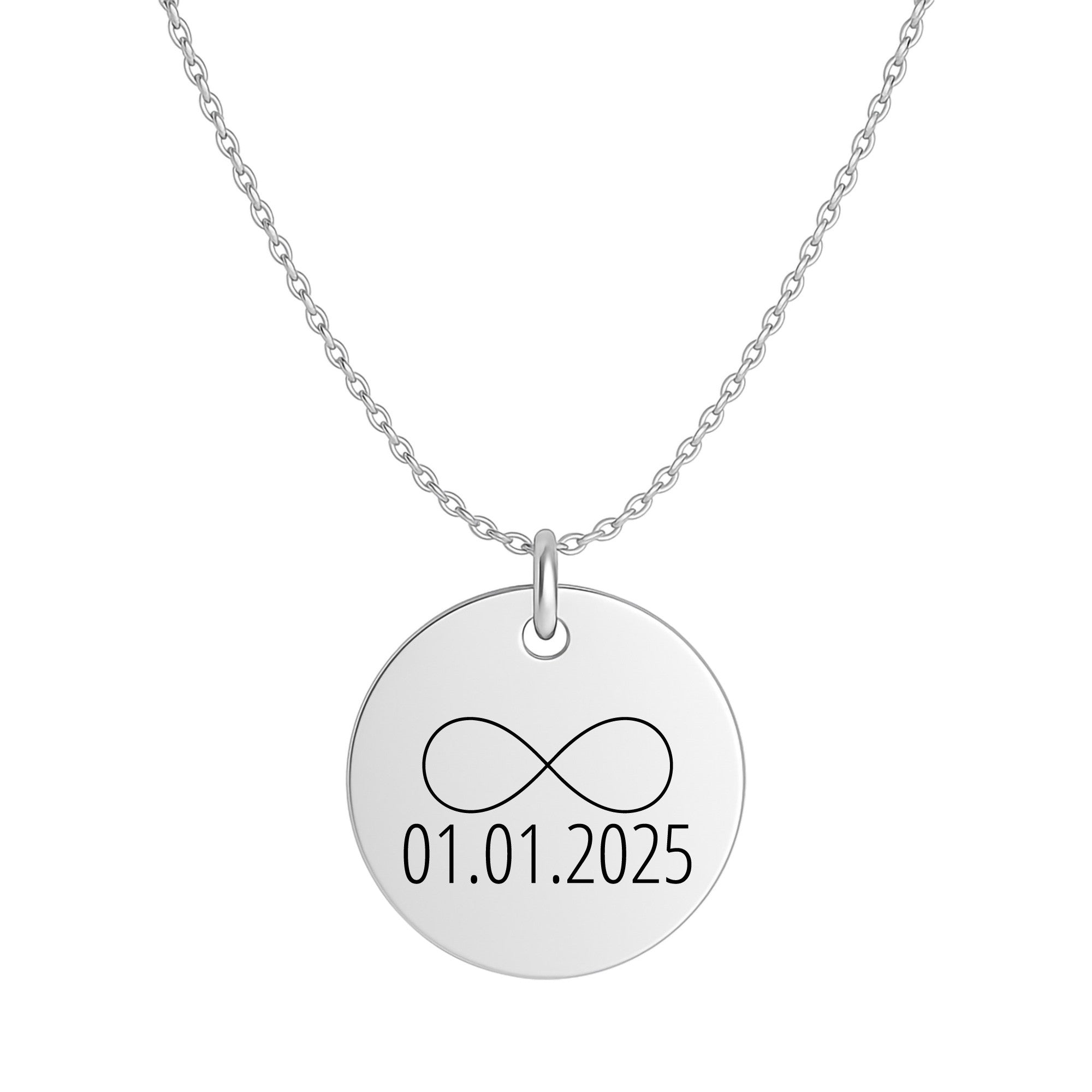 Infinity Halskette Gravur | Edelstahl | Symbol Ewigkeit | Wunschtext | Datum | Geschenk Liebe | Freundschaft | Jahrestag Kette