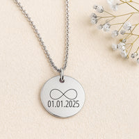 Infinity Halskette Gravur | Edelstahl | Symbol Ewigkeit | Wunschtext | Datum | Geschenk Liebe | Freundschaft | Jahrestag Kette