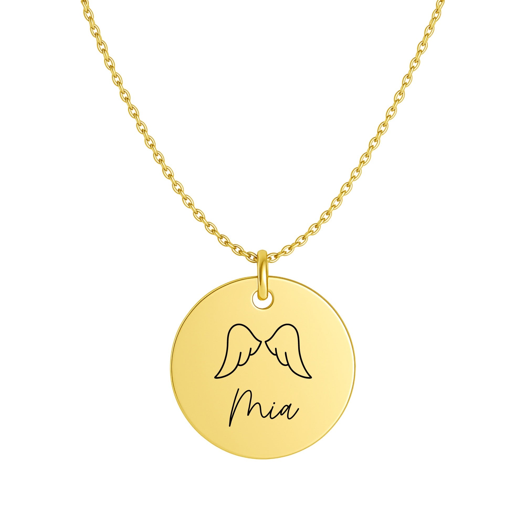 Halskette mit Engelsflügel & Gravur |  vergoldet | Schutzengel Kette | Geschenk Erinnerung | Name Datum Initialen | Kette graviert