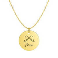 Halskette mit Engelsflügel & Gravur |  vergoldet | Schutzengel Kette | Geschenk Erinnerung | Name Datum Initialen | Kette graviert