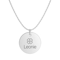Halskette mit Glücksklee & Gravur | Edelstahl | Talisman Kette | Glücksbringer mit Name oder Datum | Personalisierte Kette | Geschenk