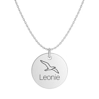Personalisierte Halskette mit Gravur – Möwe & Wunschtext | Edelstahl Kette | Symbol für Freiheit | Geschenk für Nordsee-Fans