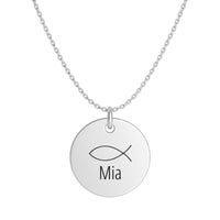 Personalisierte Edelstahl Halskette Gravur – Fisch & Wunschtext | Symbol für Glaube + Hoffnung | Geschenk zur Taufe, Kommunion