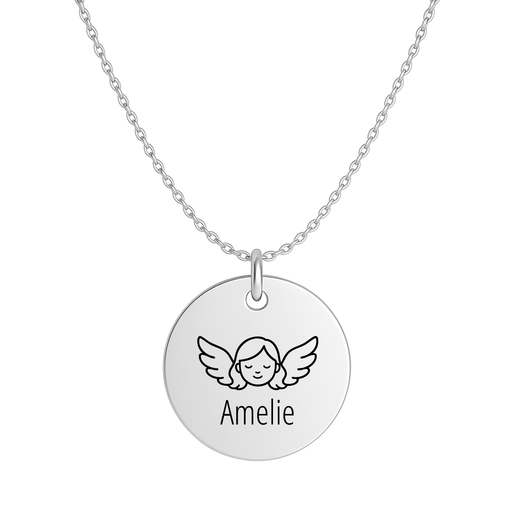 Personalisierte vergoldete Halskette mit Gravur – Schutzengel & Wunschtext | Geschenk zur Taufe, Kommunion, Konfirmation