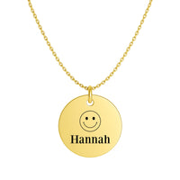 Kette mit Smiley & Gravur |  vergoldet | Gute-Laune-Schmuck | Geschenk für Optimisten | Personalisierbare Edelstahlkette mit Gravur