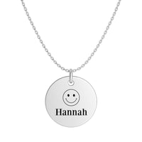 Personalisierte Kette mit Gravur | Smiley & Wunschtext | Edelstahl Halskette silberfarben | Gute-Laune-Schmuck | Geschenk mit Lächeln