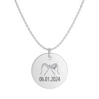 Personalisierte Kette mit Gravur | Kleinefingerschwur & Wunschtext | Edelstahl Halskette silberfarben | Freundschaftsschmuck