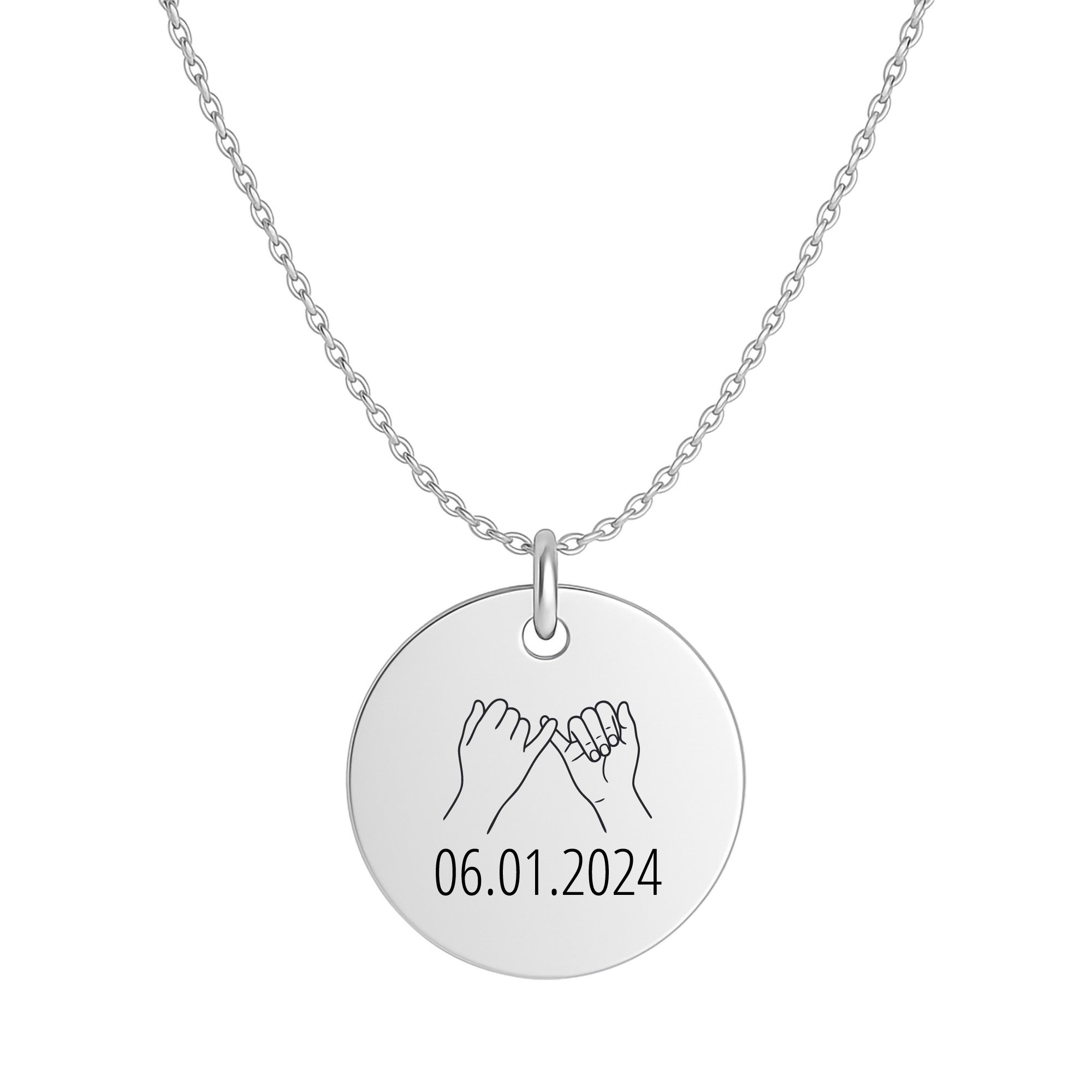 Personalisierte Kette mit Gravur | Kleinefingerschwur & Wunschtext | Edelstahl Halskette silberfarben | Freundschaftsschmuck