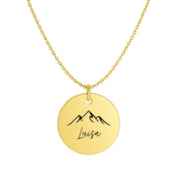 Vergoldete Kette Berge | Personalisierter Schmuck mit Gravur | Naturmotiv & Wunschtext | Geschenk für Bergfreunde und  Freiheitsliebende