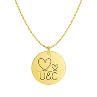 Vergoldete Kette mit Herz Gravur | Edelstahl Halskette personalisiert | Zwei Herzen & Initialen | Geschenk Liebe Paar Partner Freundin