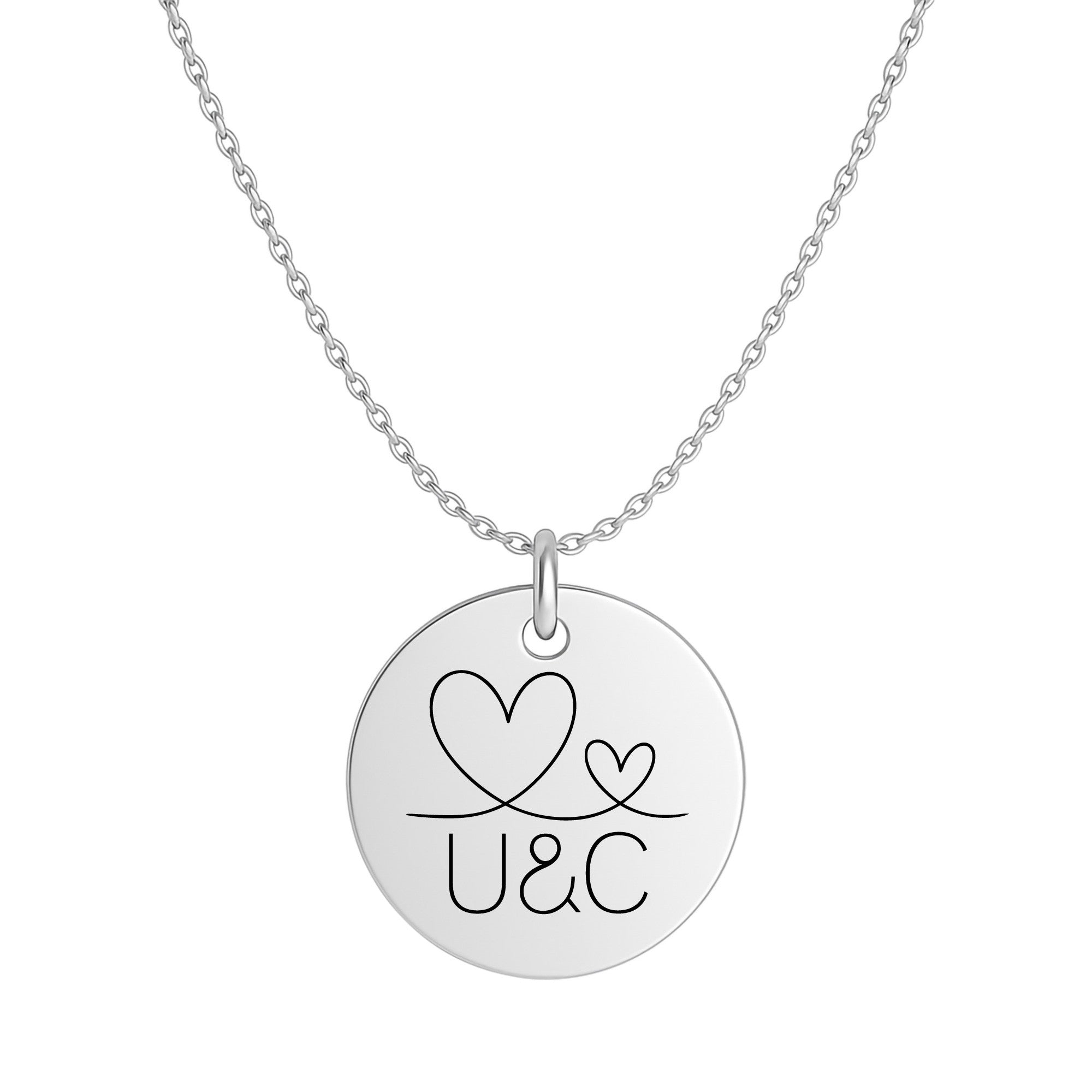 Personalisierbare Halskette aus Edelstahl mit Gravur | Zwei Herzen & Wunschtext | Symbol für Liebe, Nähe, Verbundenheit