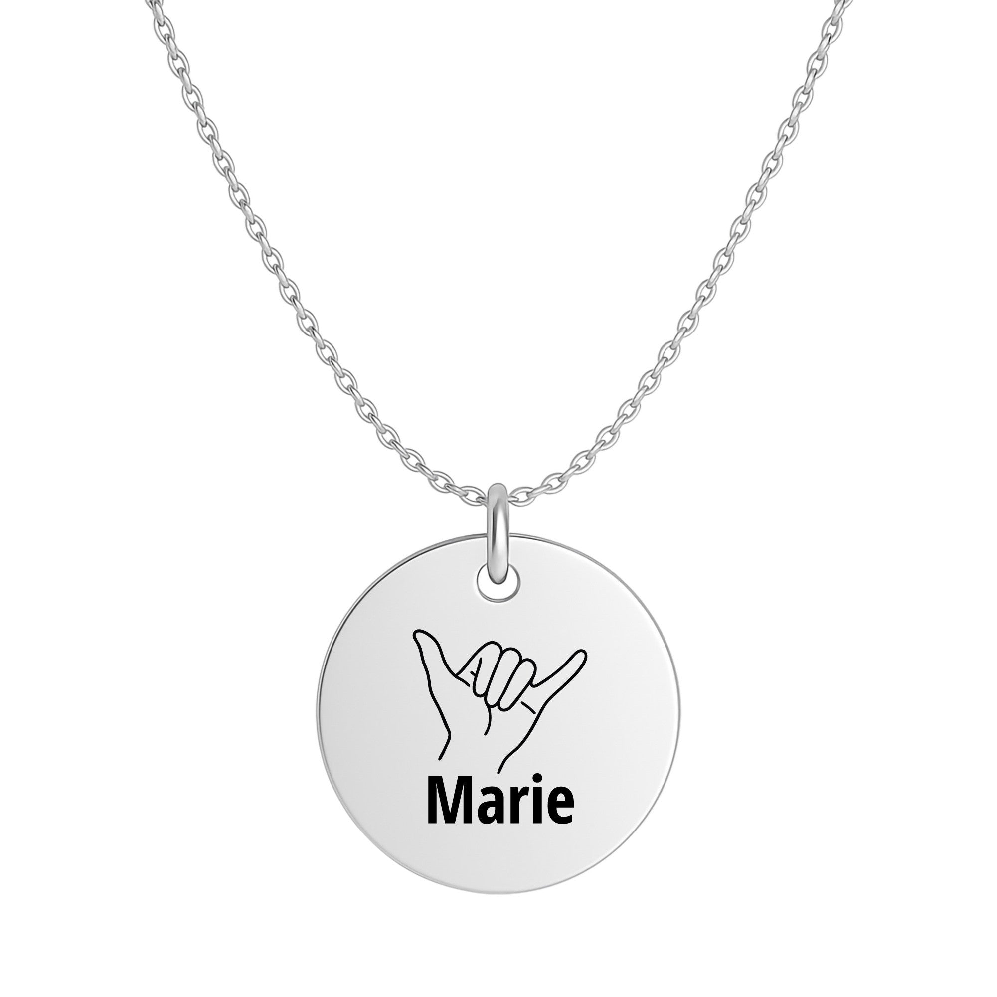 Schaka Gravur Kette |Personalisierbare  Edelstahl Halskette  mit  Wunschtext | Symbol für Freundschaft, Surfer-Vibes & gute Laune