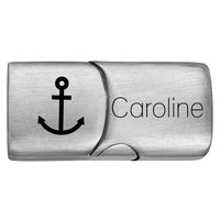 Personalisierter Edelstahl Magnetverschluss mit Gravur | Motiv & Name | für 5 mm Segeltau | Anker