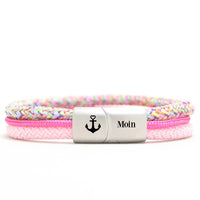 Personalisierter Edelstahl Magnetverschluss mit Gravur | Motiv & Name | für 5 mm Segeltau |  Anker mit Herz