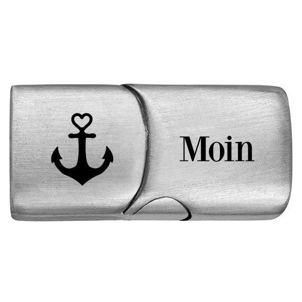 Personalisierter Edelstahl Magnetverschluss mit Gravur | Motiv & Name | für 5 mm Segeltau |  Anker mit Herz