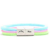 Personalisierter Edelstahl Magnetverschluss mit Gravur | Motiv & Name | für 5 mm Segeltau | Berge