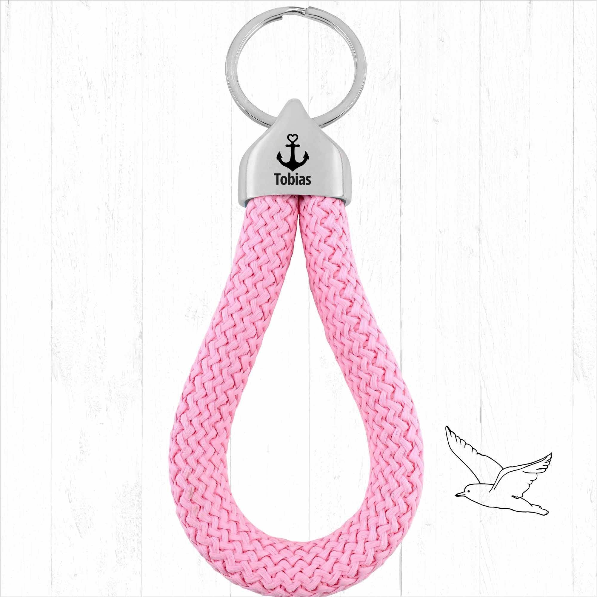 Personalisierter Schlüsselanhänger Segeltau | Gravur Anker + Wunschtext | Endkappe | Maritimes Geschenk Ostsee Nordsee Sylt | Männergeschenk