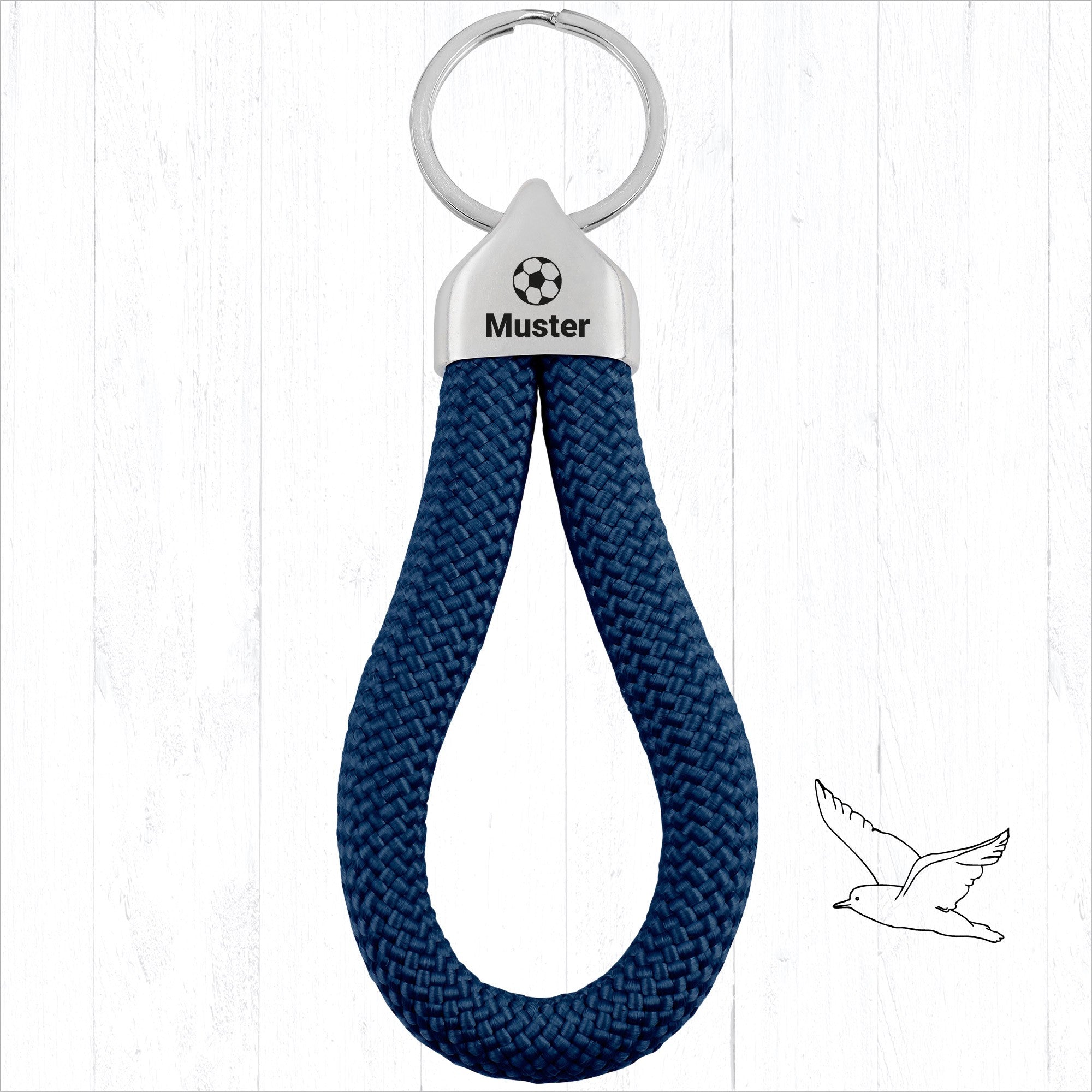 Personalisierter Schlüsselanhänger Segeltau |Gravur Fußball + Wunschtext | Männergeschenk | Name| Verein | Mannschaft | Fanartikel | Trainer