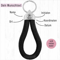 Personalisierter Schlüsselanhänger Segeltau |Gravur Fußball + Wunschtext | Männergeschenk | Name| Verein | Mannschaft | Fanartikel | Trainer