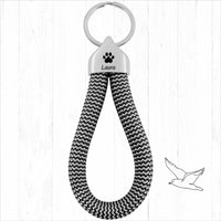 Personalisierter Schlüsselanhänger Segeltau | Gravur Pfote + Wunschtext | Endkappe | Hunde | Geschenk Freundin | Name | Tierliebhaber