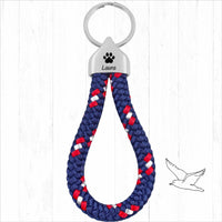Personalisierter Schlüsselanhänger Segeltau | Gravur Pfote + Wunschtext | Endkappe | Hunde | Geschenk Freundin | Name | Tierliebhaber