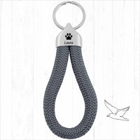 Personalisierter Schlüsselanhänger Segeltau | Gravur Pfote + Wunschtext | Endkappe | Hunde | Geschenk Freundin | Name | Tierliebhaber