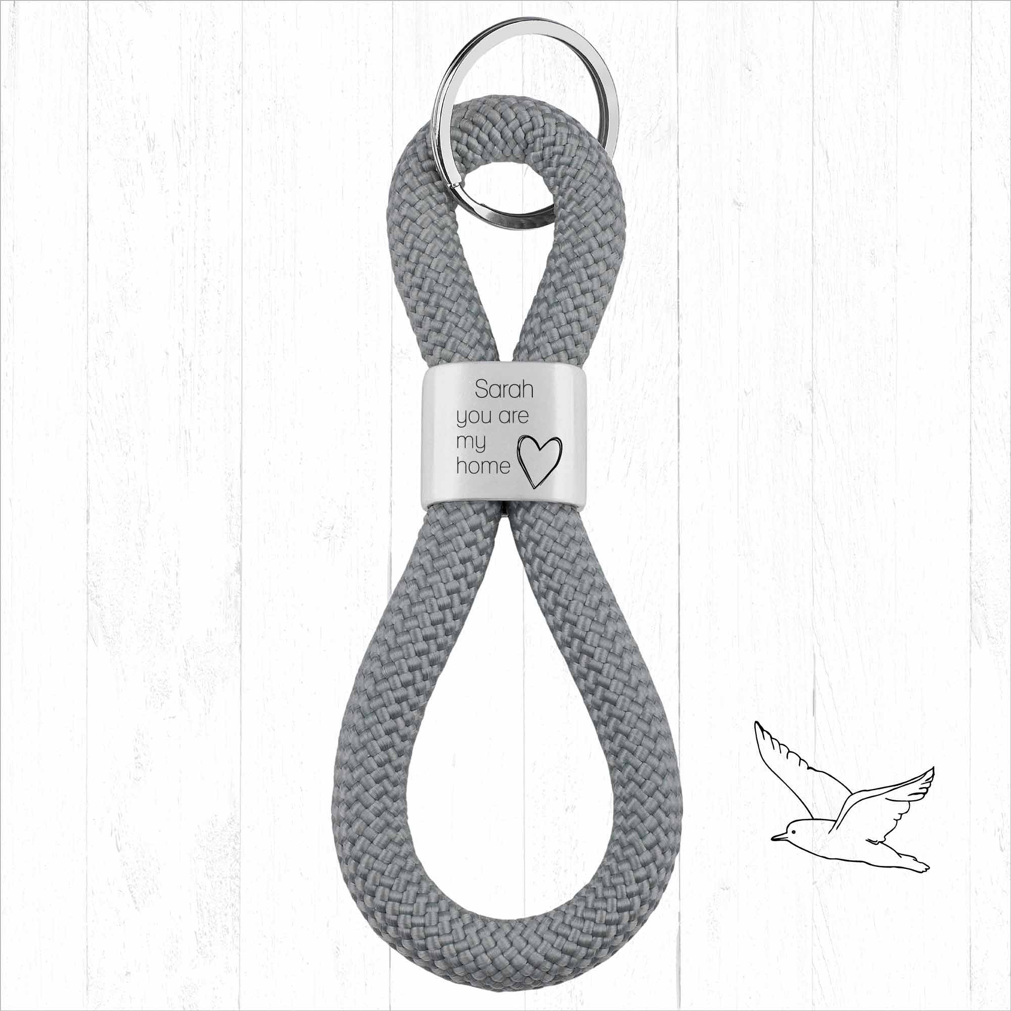 Personalisierter Schlüsselanhänger Segeltau |Gravur  You are my home + Wunschtext | Geschenk Freund | Liebe | Einzug | Jahrestag | Name