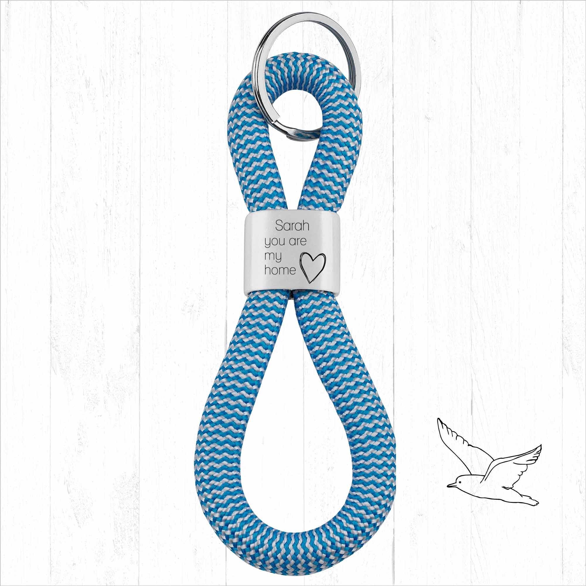 Personalisierter Schlüsselanhänger Segeltau |Gravur  You are my home + Wunschtext | Geschenk Freund | Liebe | Einzug | Jahrestag | Name